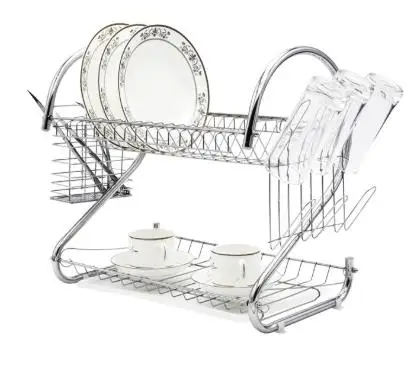 

Wholesale stylish creative kitchen plate drying rack stand for home used restaurant plate stand, Silver