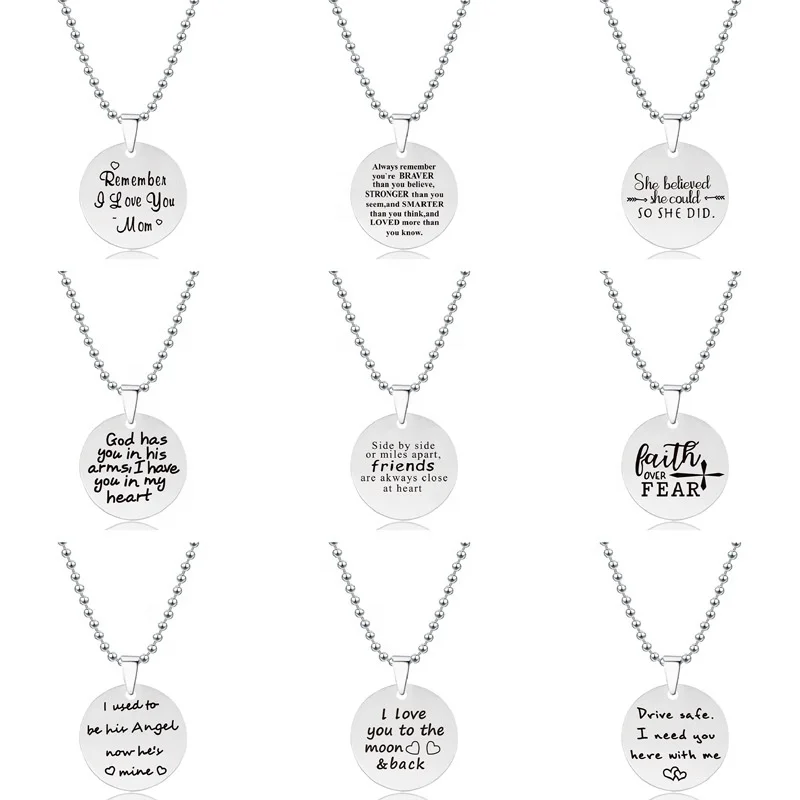 

Wholesale titanium steel round stainless steel pendant customized couple gift jewelry necklace