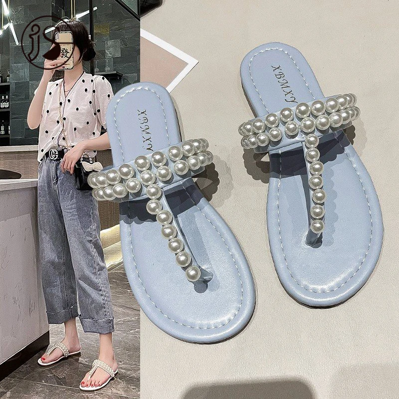 

2021 fashion soft summer slippers dazzling pearl flip flops casual comfort slippers, Customized color