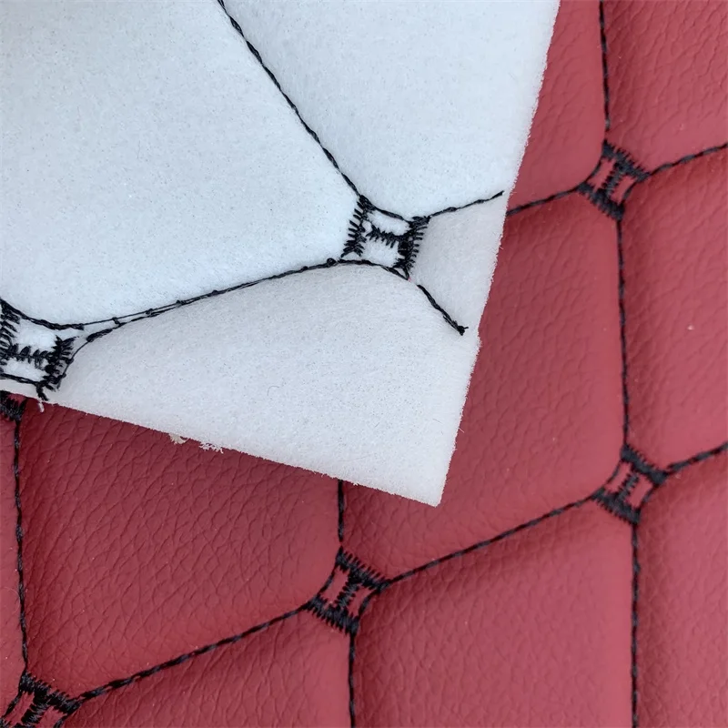 
150CM Embroidery Quilted Diamond Stitching Leather 4.0MM polyurethane Foam For Car Seat Cover PVC Synthetic Leather 