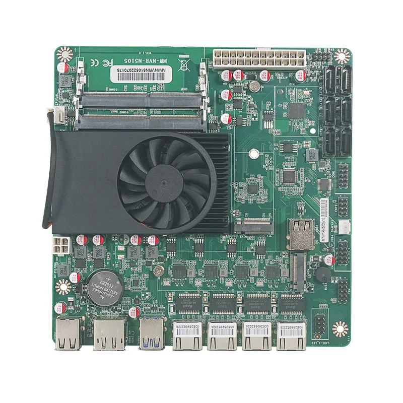 

N5105 NAS Mini ITX Industrial Motherboard 17x17CM Soft Routing In-tel i225-V B3 2.5Gbps 4*LAN 2*M.2 NVMe 6*SATA3.0 HD-MI2.0 DP