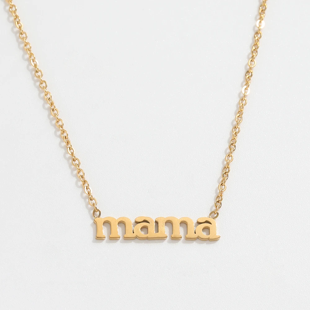 Joolim Jewelry 18K Gold Plated Stainless Steel Mama Necklace Pendant Necklace Wholesale Gift