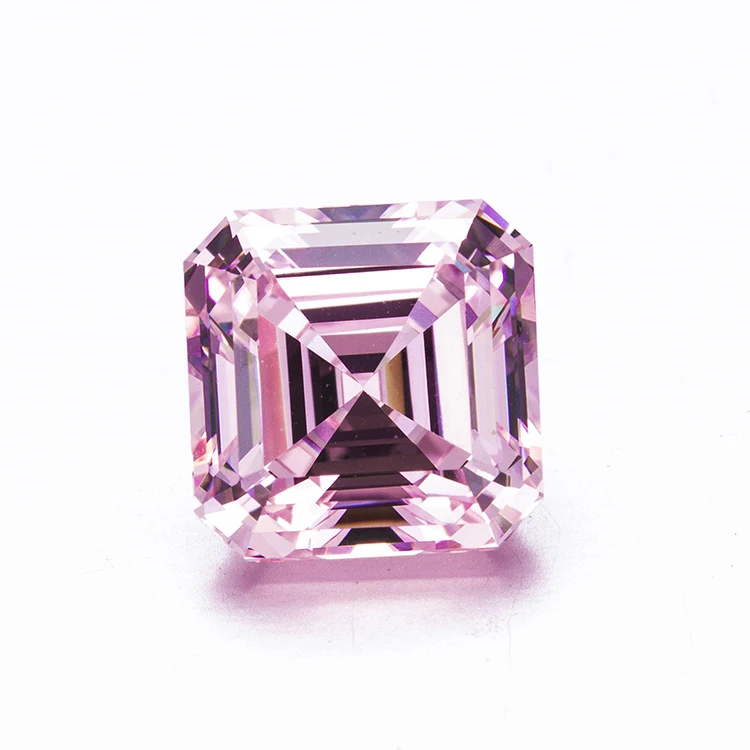 

Factory price hand made Asscher cut loose+gemstone diamond simulant pink diamond, Fancy pink diamond