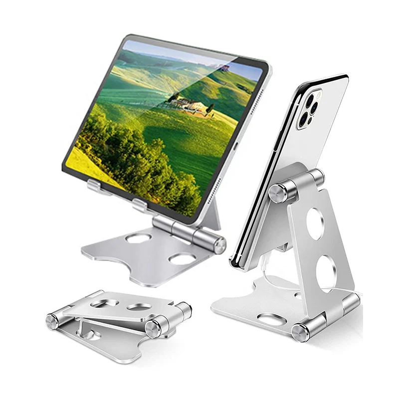 

2022 Hot Selling Desk Smartphone Holder Stand Rotating Mobile Phone Holder Bracket Metal Foldable Phone Tablet Stand Custom Logo, Black,silver, gold, red, pink