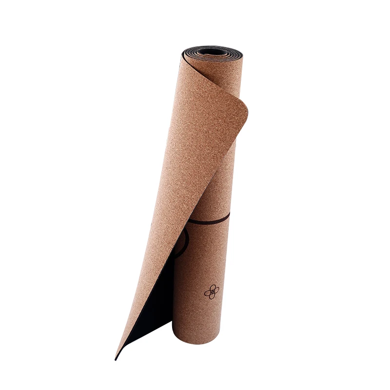 

High Quality Wearable Natural Rubber Non-Slip Thick Position Line Custom Print Cork Yoga Mat, Wood