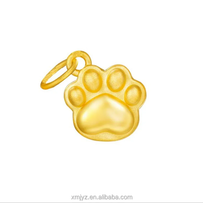 

Certified 999 Gold Pure Gold Tiger Paw Cute Cat Paw Pendant 3D Hard Gold Bear Paw Fashion All-Match Necklace Pendant