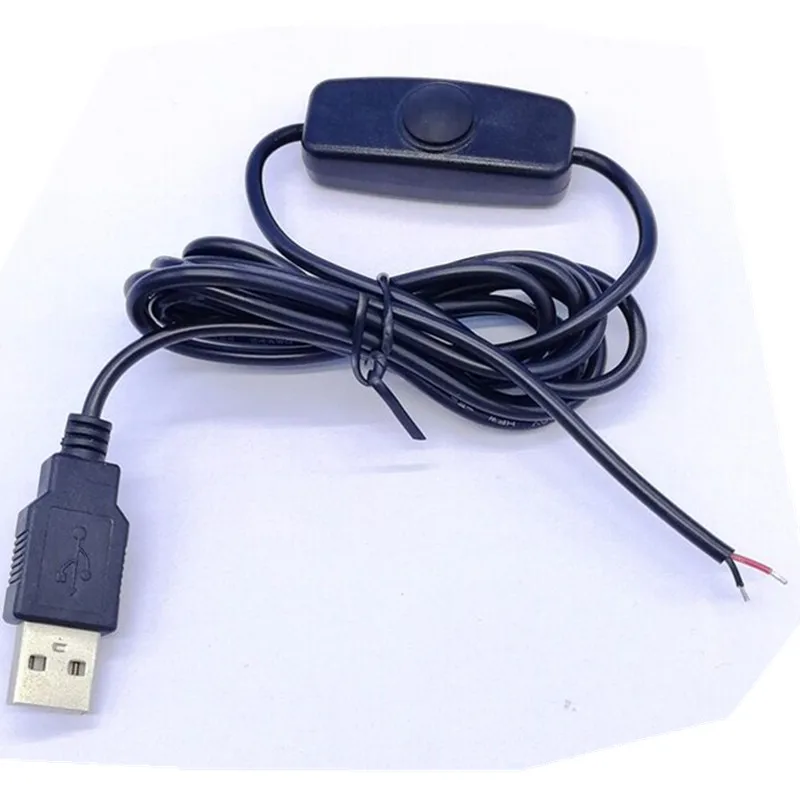 

1.5m USB 2.0 A male to open with on/off switch cable 20#, Black