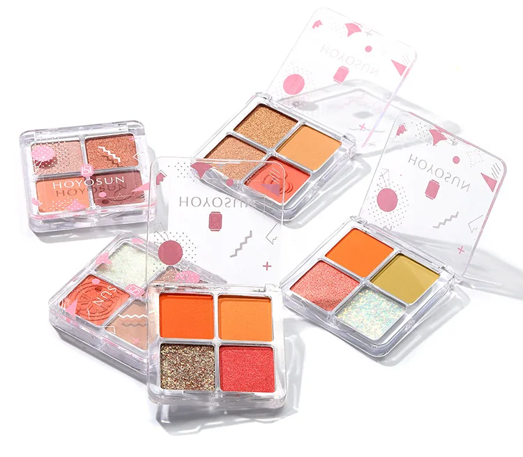 

Customizable Four Colors Bright Pearl High Pigment Waterproof Eyeshadow Private Label Eyeshadow Palette