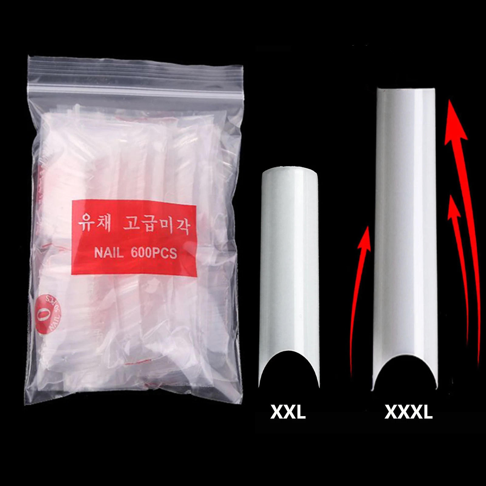 

French Straight Short Long Nail Tips Tapered XL XXL XXXL 3XL No Non C Curve Square Clear Nail Tips, As the picture