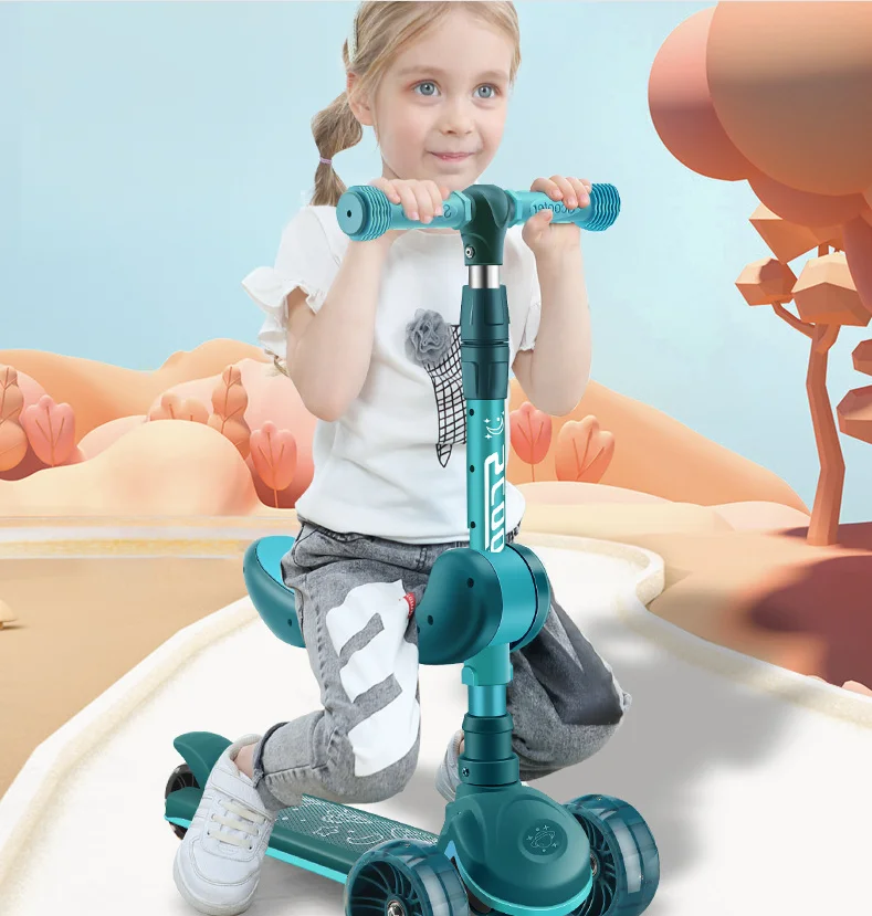 

QY Three-in-one children's scooter is a high-quality scooter that can sit on a skateboard scooter for children aged 2-6-12