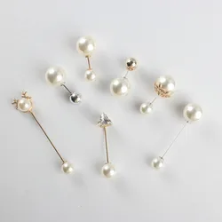 Wholesale classic alloy scarf double head pin imitation pearl brooches hijab safety pearl brooches wedding Accessories
