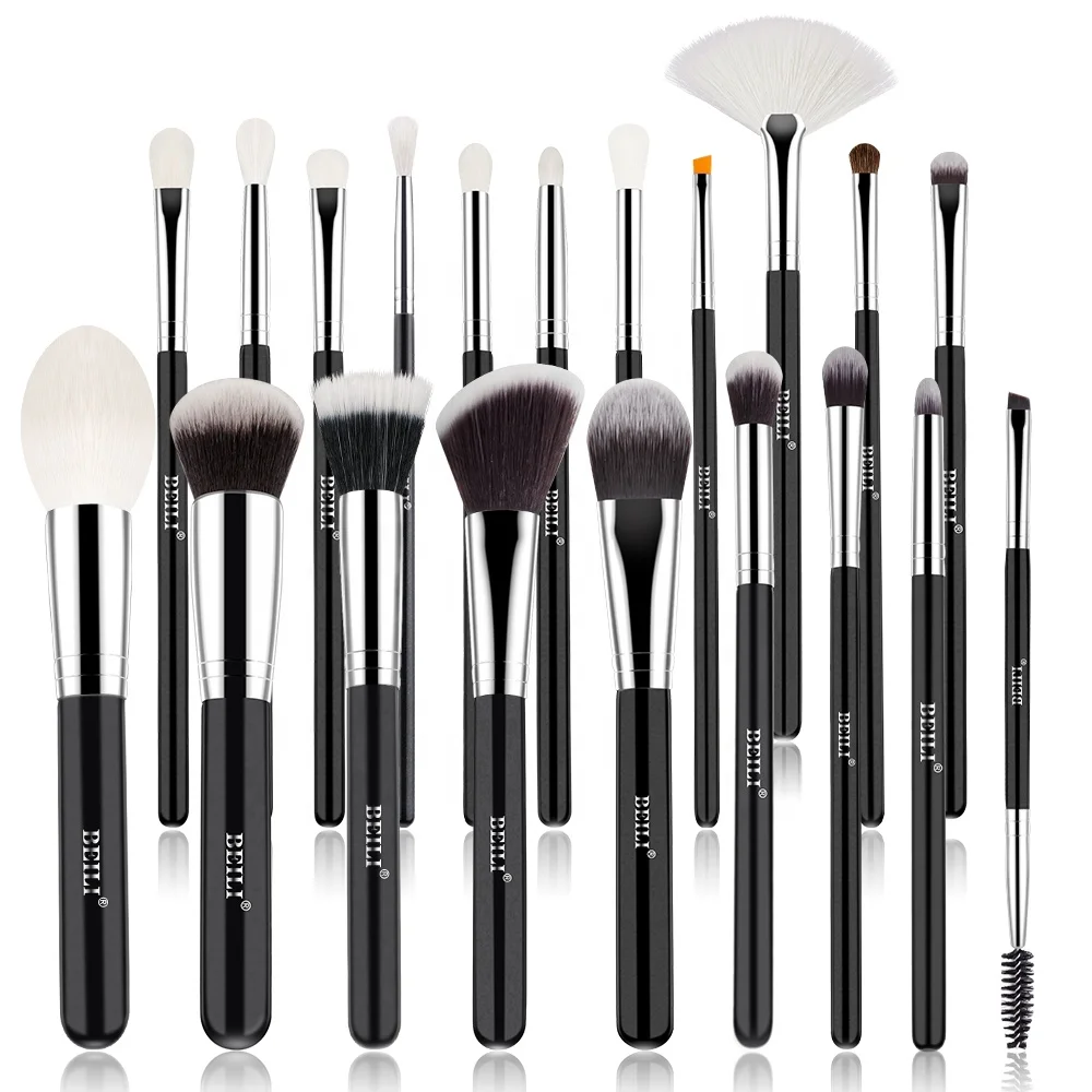 

BEILI black wholesale brushes makeu up brochas de maquillaje profesional fan flat foundation eyeshadow eyebrow brushes makeup