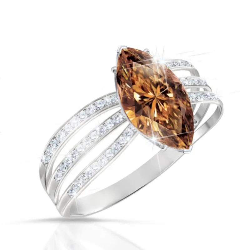 

Delicate red crystal horse eye gemstone women's ring