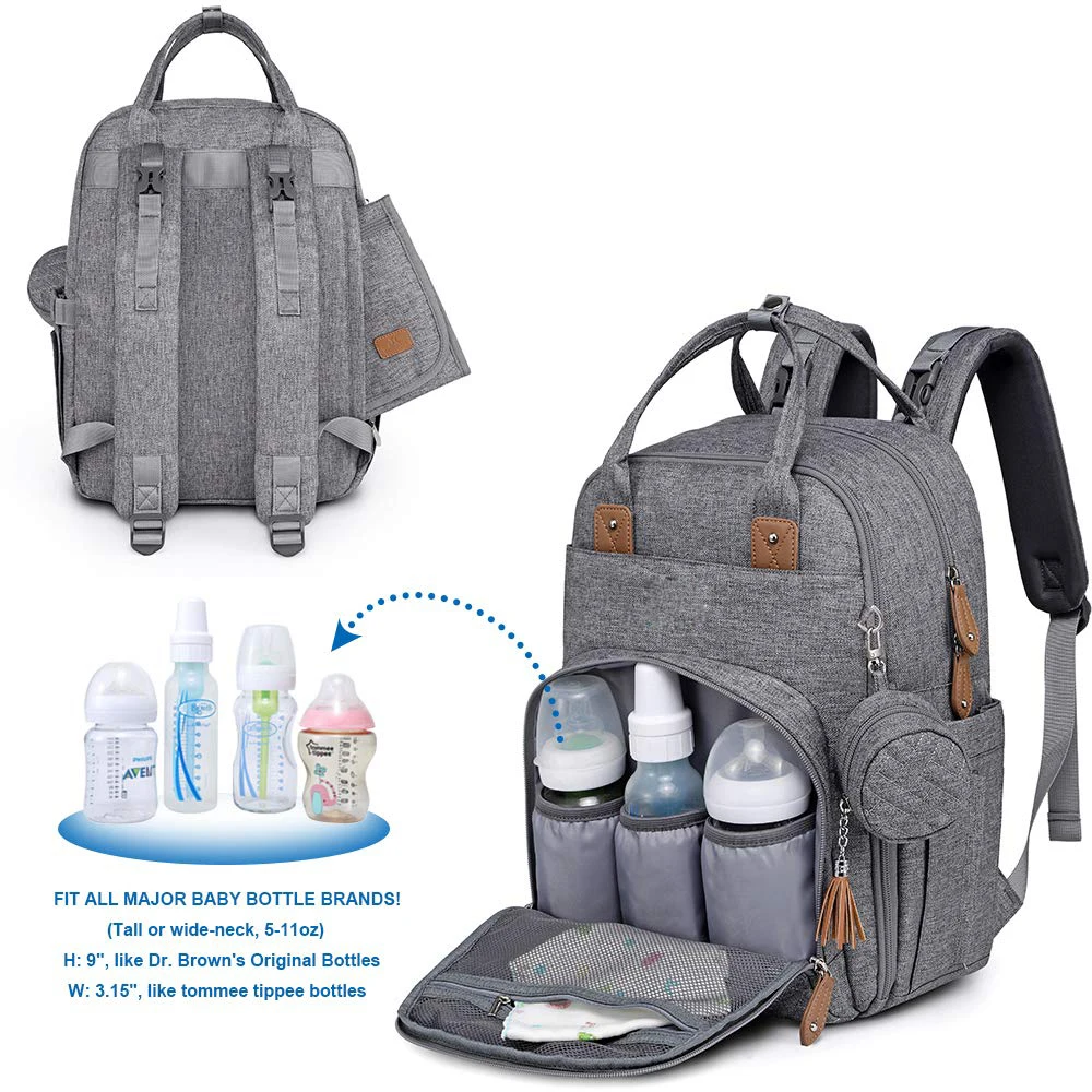 

Baby Nappy Changing Bags Maternity Mummy Bags Multifunction Travel Back Pack With Stroller Straps Tote Diaper Bags Backpack, Grey