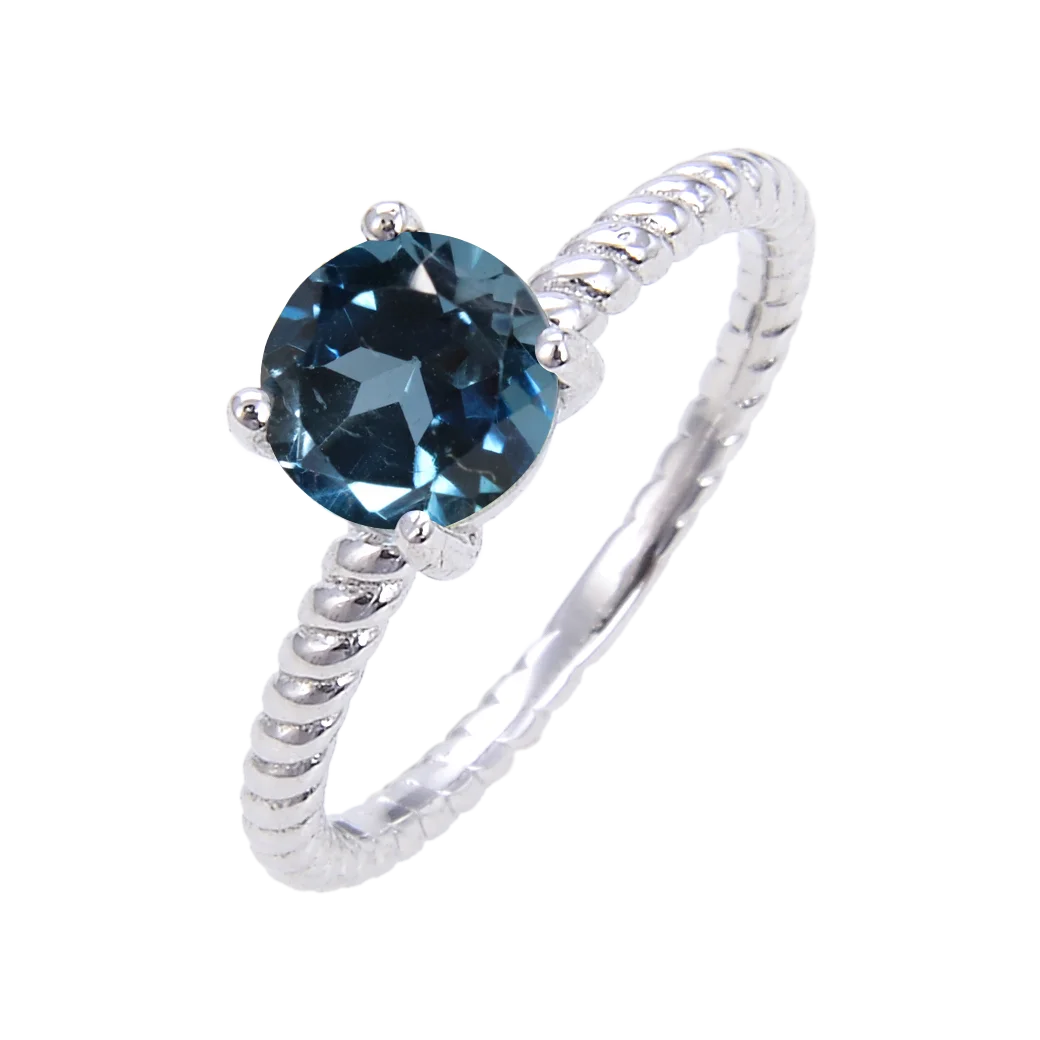 

Abiding Solitaire Ring Natural London Blue Topaz Stone 925 Sterling Silver Fine Jewellery Engagement Rings Women For Wedding