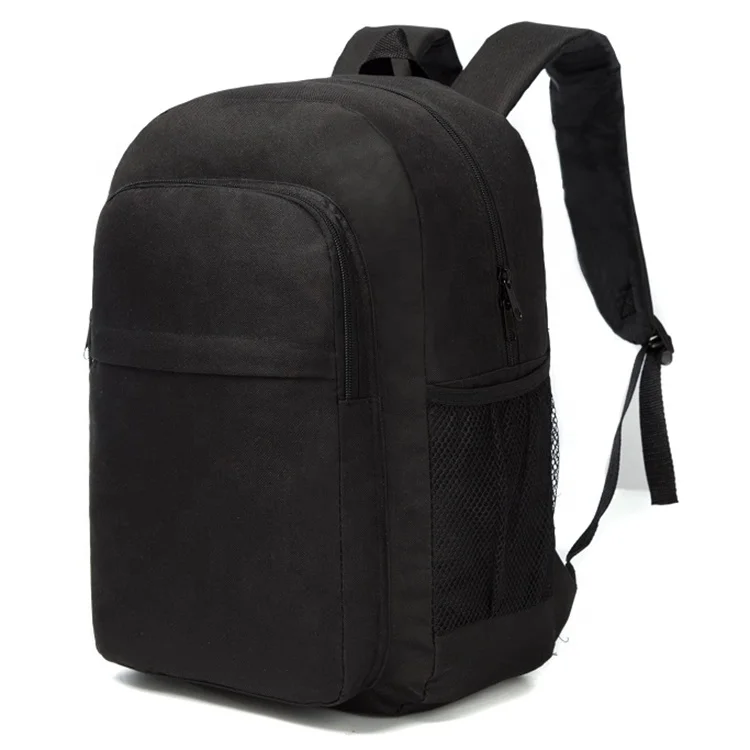 

Factory supply canvas plain color school backpack, Black