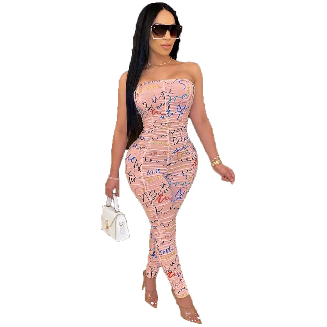 

Stretch Jogging new arrival sexy Clothes lucky label Outfit one piece women jumpsuits, Customized color