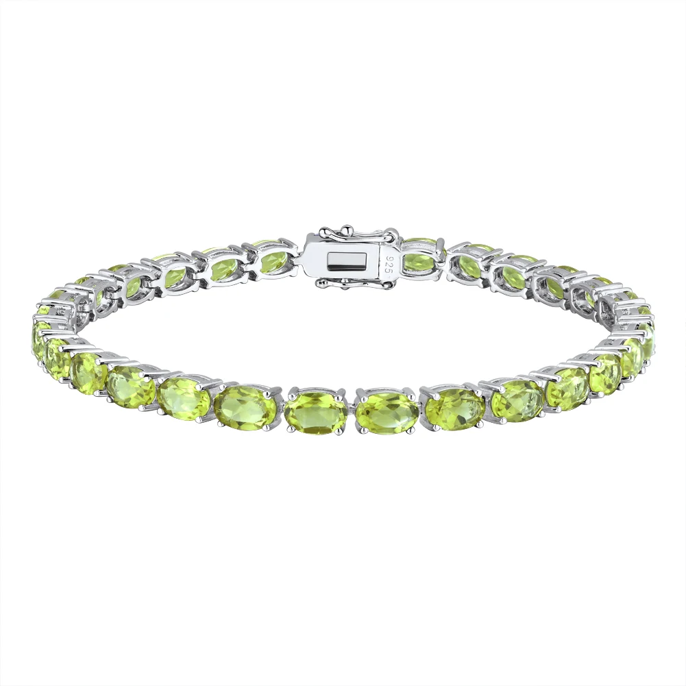 

High Quality natural Peridot gem Bracelet Women Men fine Jewelry 925 Sterling Silver Charm Bracelet