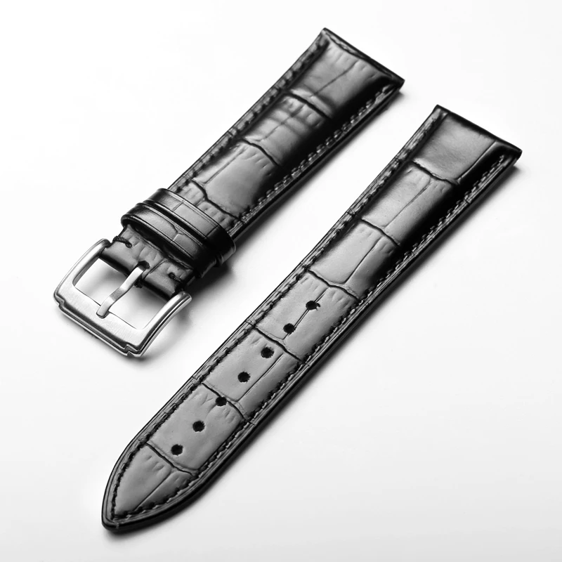 

Popular Wholesale High Quality Watch Band Custom 12mm - 22mm Italian Calf Genuine Leather Watch straps, Black