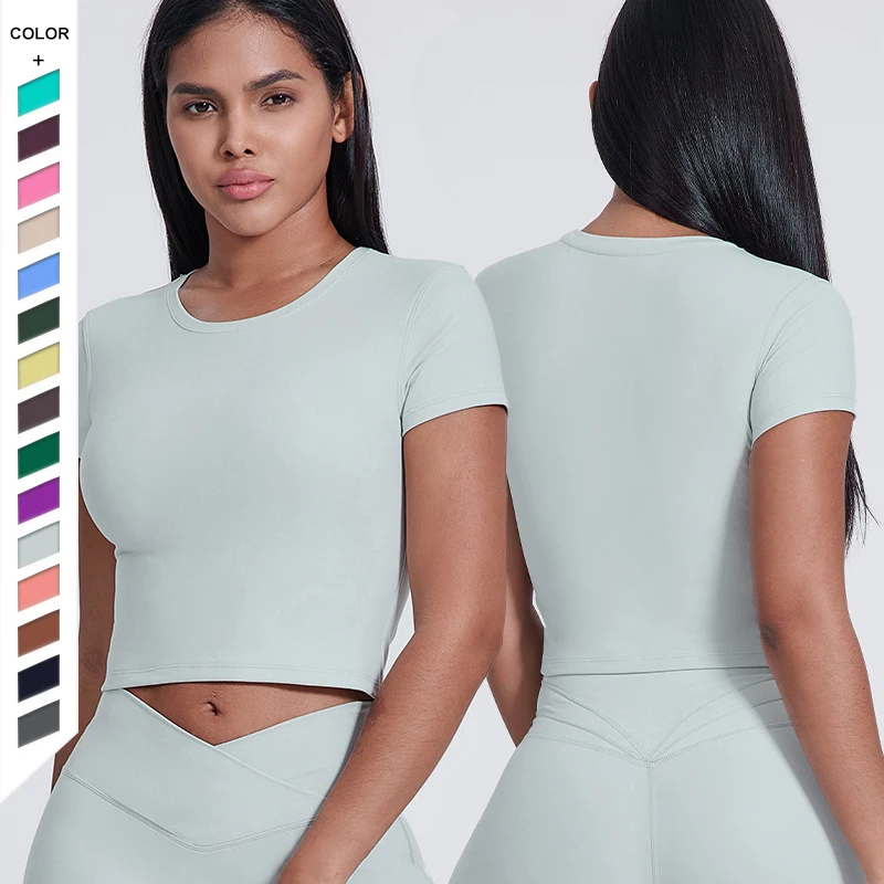New Breathable Short Sleeve T-Shirt for Women Lightweight Sport Leisure Brand Yoga Clothes Ladies Seamless Clothing