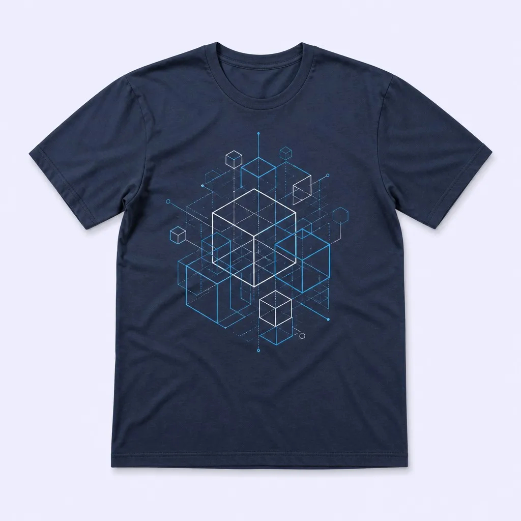 Isometric 3D Wireframe Cube