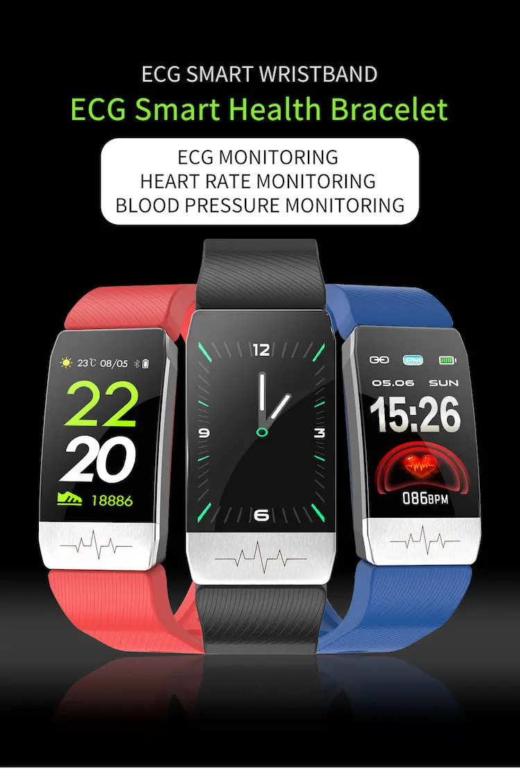 Smart Band Fitness Watch Waterproof Pedometer Pacemaker Ecg Body