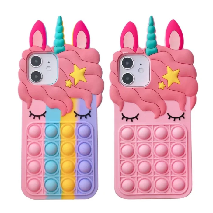 

2021 Popping it Phone Case Silicone Shockproof Back Cover Push Bubble Fidget Toy Phone Case for iPhone 13 13 Pro 6.1 6.7