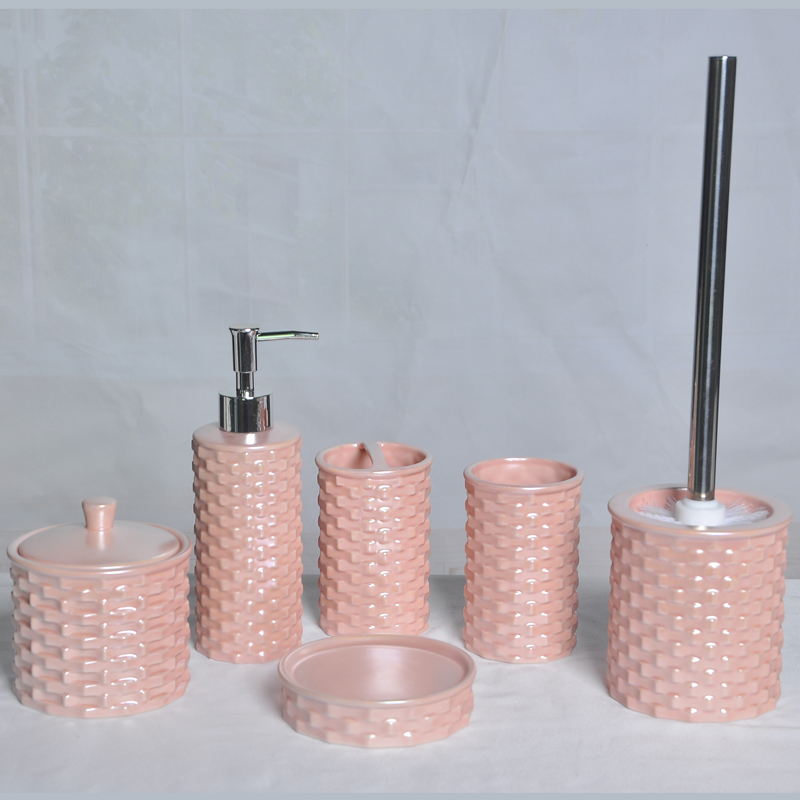 Promotional Pink Ceramic Bathroom Sets,Toothbrush Holder Home