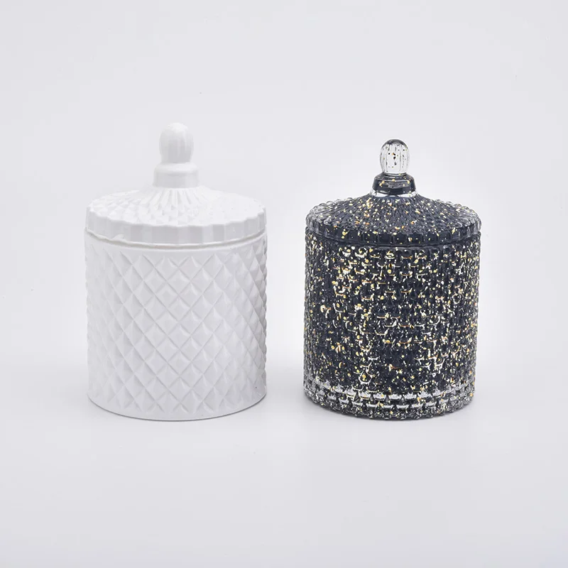 10oz Solid White Glass Candle Jars with Lids Home Decor Wholesales