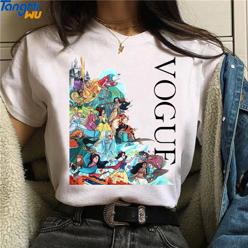 

2021 spring new product custom disny princess girl top tee t shirt 100% cotton vogue disnay cartoon t shirt women