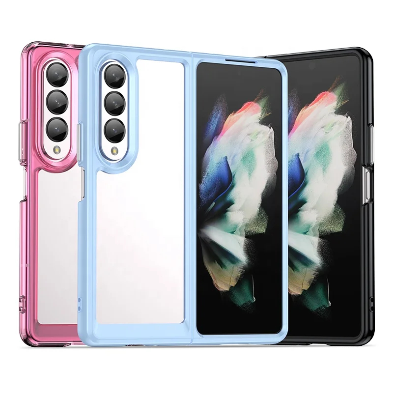 

TPU Acrylic Shockproof Transparent Phone Case for Samsung Z Fold 4 3 Clear Hard Back Cover for Galaxy Z Fold 4