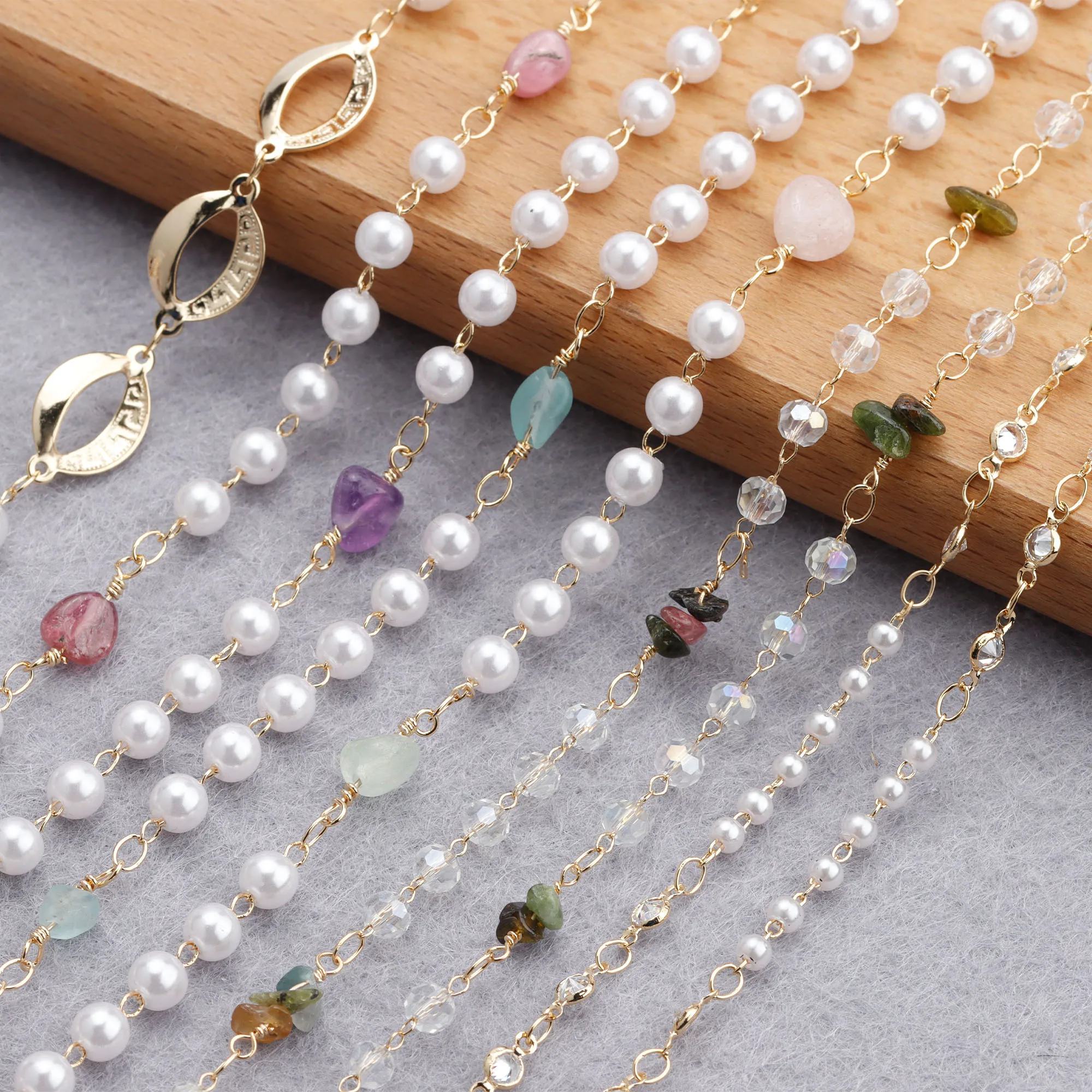 

Simple Elegant Plastic Pearl Natural Stone Chain Diy Handmade Necklace Chain Women Jewelry Making Accessories C178, Picture shown