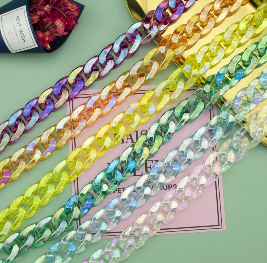 

clear transparent dazzling resin acrylic decorative bag chains acrylic bag handle