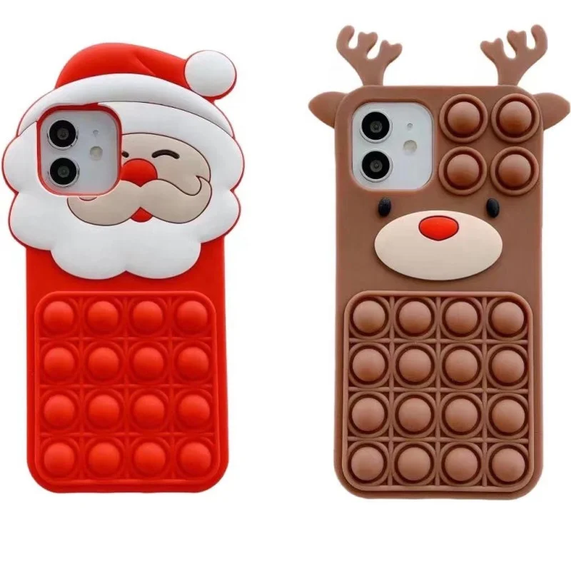 

Santa Claus Push Bubble Fidget Toys Phone Case for iphone 13 case 12mini 11pro max Xs XR 7 8 Plus