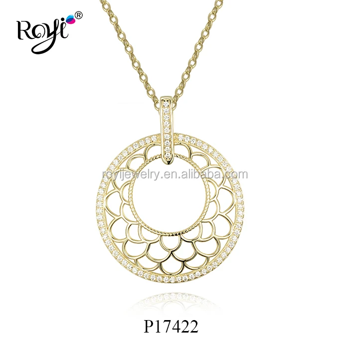 

Royi trending jewelry 925 sterling silver gold plated zirconia pendant, Picture