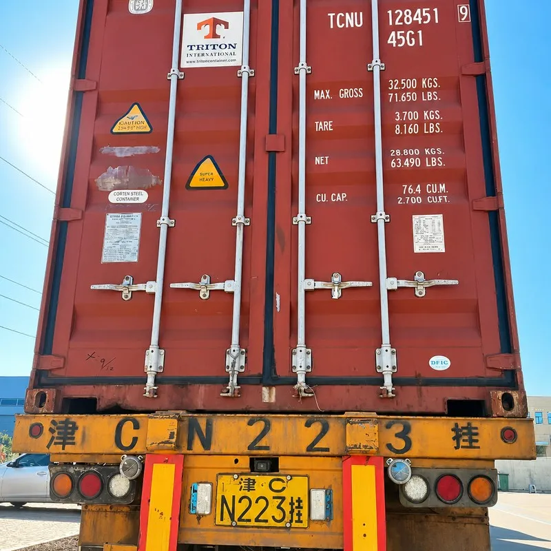 Closed shipping container carrying a multi-span greenhouse project to Oceania.