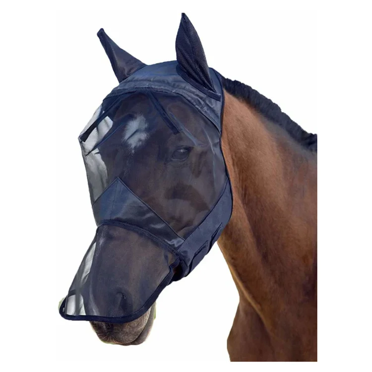 

Breathable Fly Horse Mask with Ears, Black