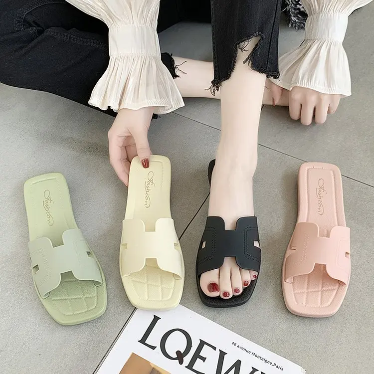 

Hot sale women's shoes 2021 new student h slippers flat heel fashion casual beach shoes waterproof plastic sandals and slippers, Picture
