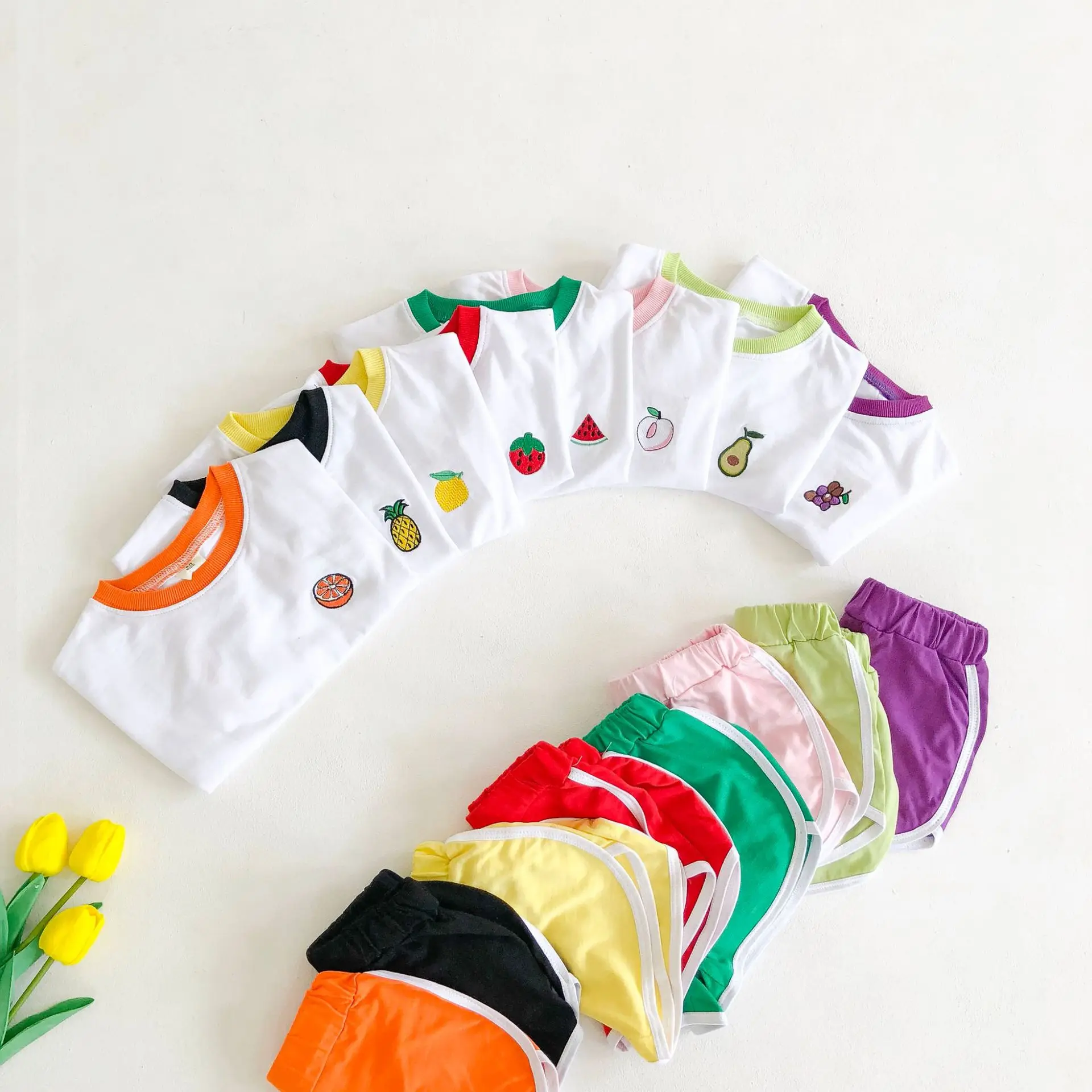 

shirt Shorts Two piece Girls Sets 2021 Newborn Baby Clothes Set Cute Fruit Pattern Boy Girl Tops Pants Outfits Summer Baby Set