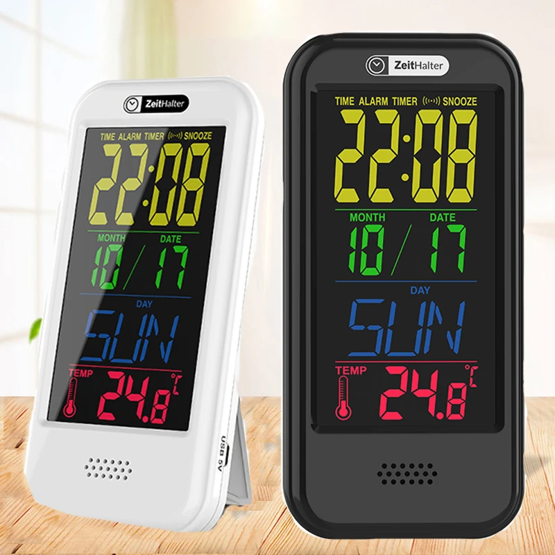 

2021 Best Lcd Color Screen Calendar Clock Digit Calendar Modern Wall Clock Outdoor Clock Temperature Gauge, White + black