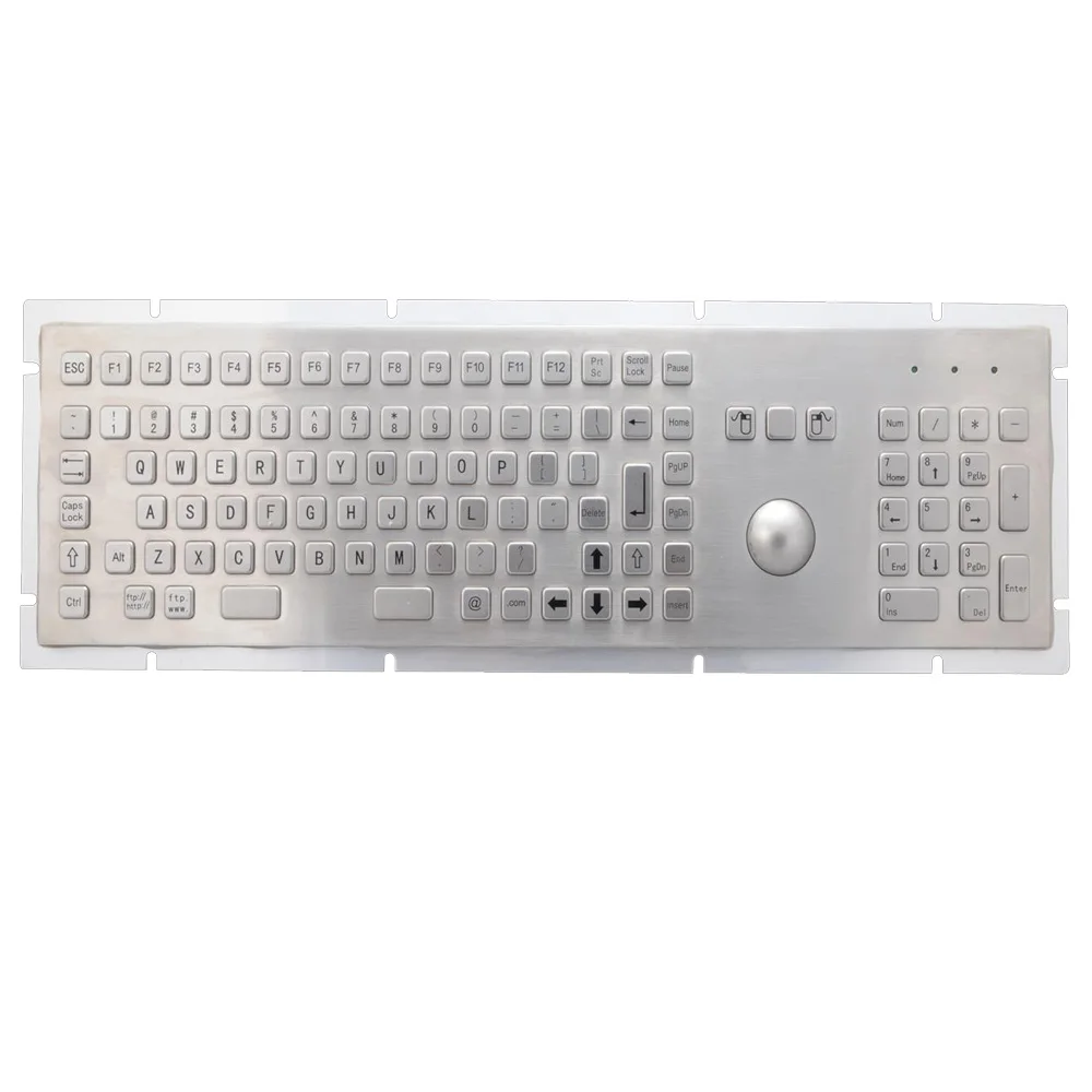 

waterproof industry ATM stainless steel metal keyboard with trackball