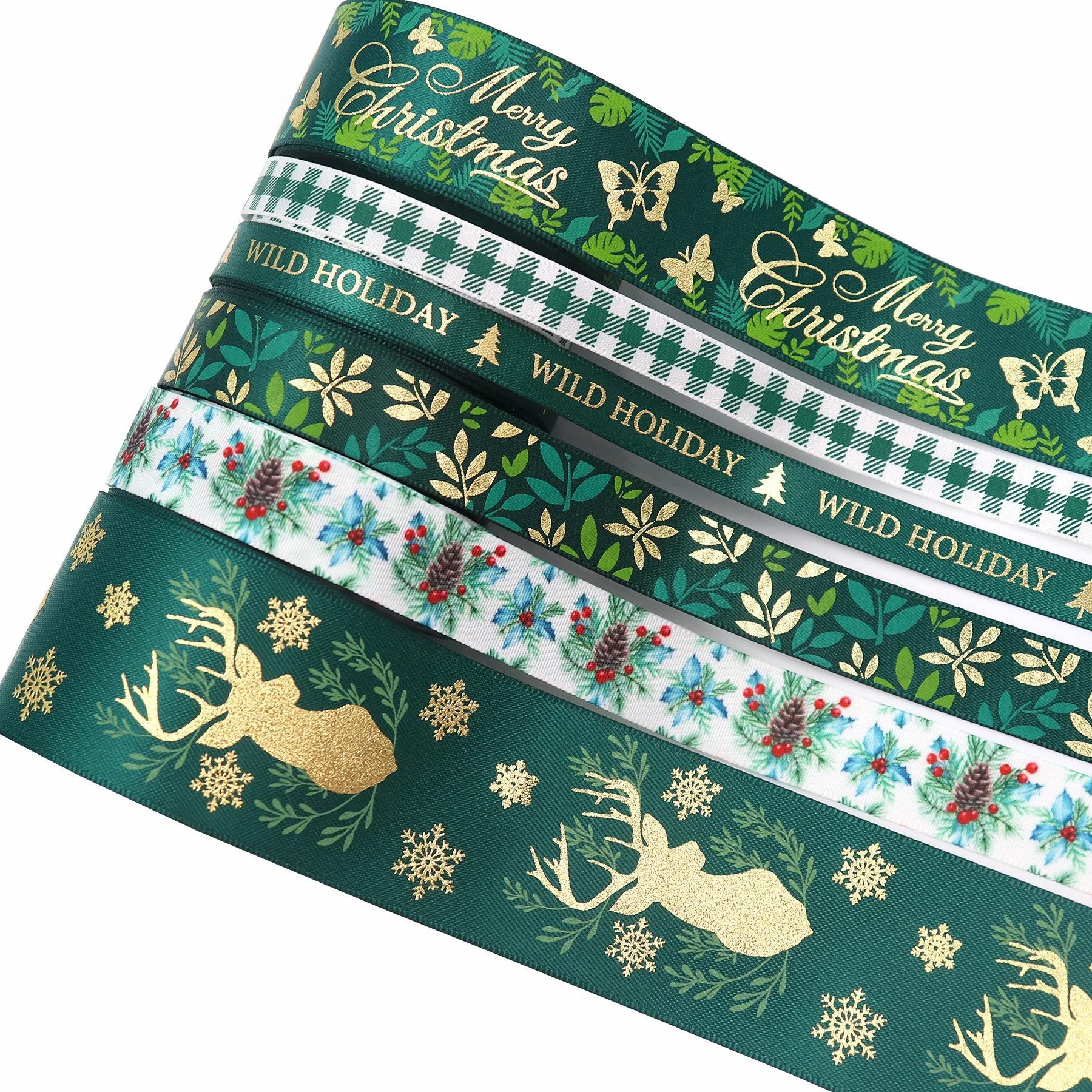 

Christmas Snowflake Print Ribbon Luxury Delicate Decorative Ribbed Ribbon for Wrapping Gifts