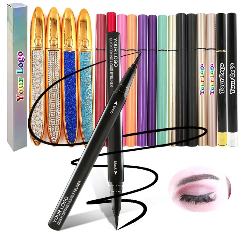 

2021 New Waterproof Long Lasting Eyelash Extension Lashes Sticky Eye Liner Black Vegan Magical Self Adhesive Eyeliner Pen, Black / brown / white color