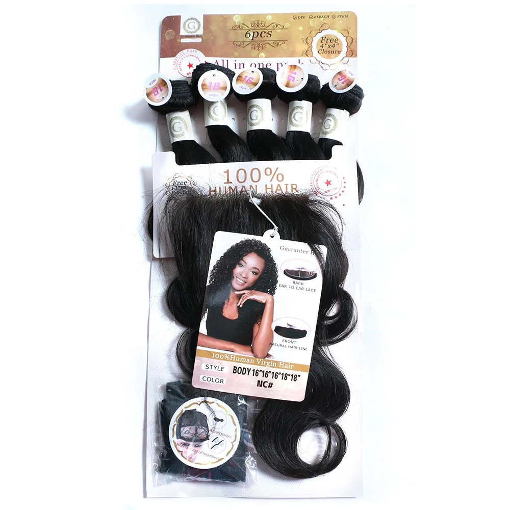 

Guaranteehair Packet hair body wave 100 % human hair 5 bundles and one closure one set 280gram for make one head good price