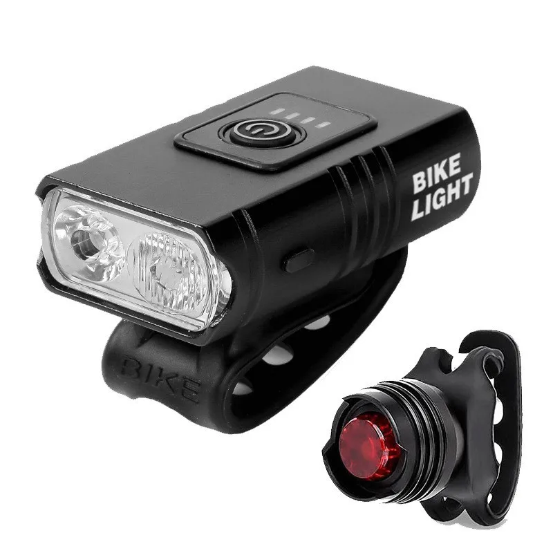 

Factory High Quality Customize IPX4 Waterproof Power Display USB Rechargeable Bicycle Front Light, As shown