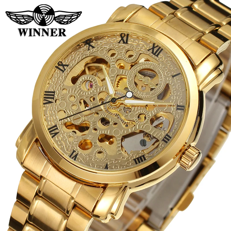 

WINNER 8047 Official Vintage Fashion Men Mechanical Watches Metal Strap Top Brand Luxury Best Selling Vintage Retro Wristwatches