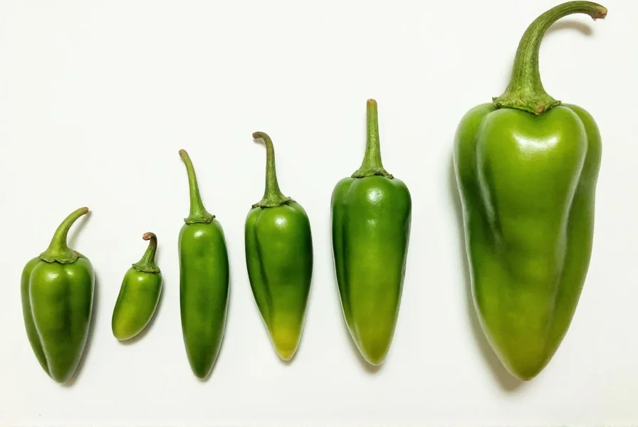 Cubanelle pepper plants showing different growth stages from seedling to mature fruit