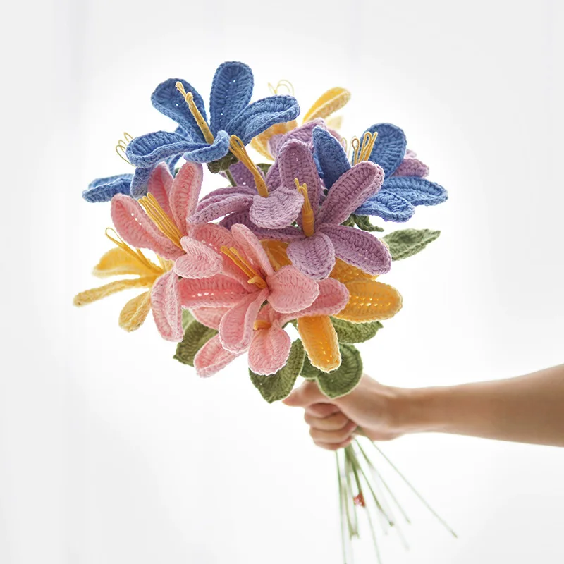 

JOY tung artificial flower handmade wool crocheted flower bouquet finished room bedroom decorations Valentine's Day gift flowers