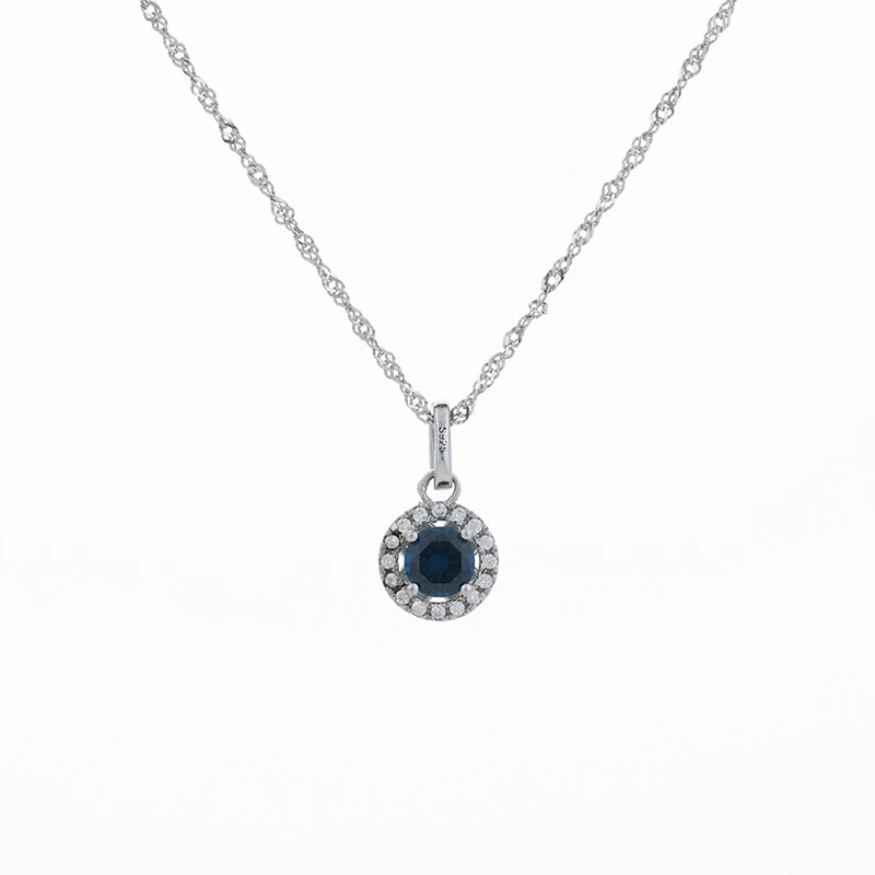 

Dainty Jewelry Necklace Zircon Round Halo S925 Sterling Silver Mothers Day Gifts Gemstone Necklaces