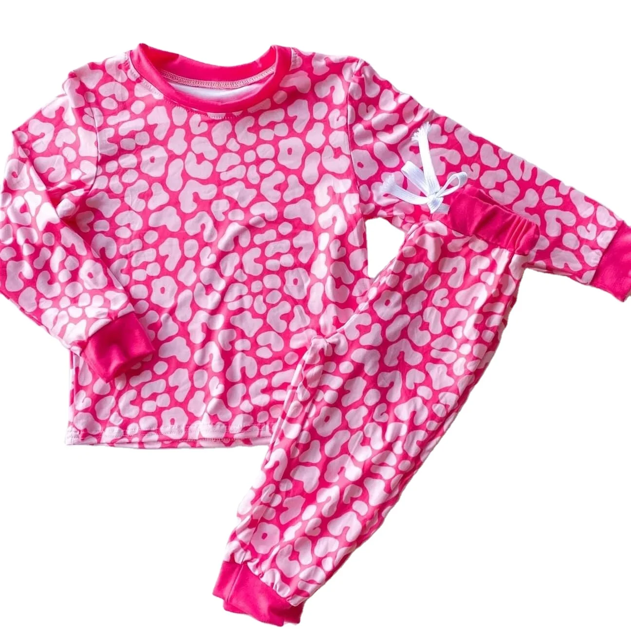 

LZ2020 Kids Lovely Family velantines Pyjamas Household pink leopard printing Toddler Teen Boy/Girls Pajama Sets, Color chart